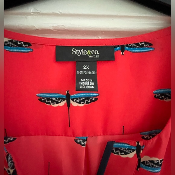 Style & Co. Women's Size 2X Dragonfly Blouse - Picture 3 of 6